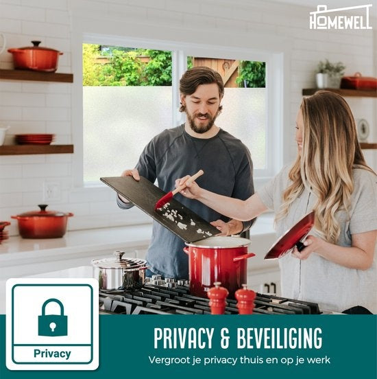 Homewell Fensterfolie HR++ 90x300cm - Solar & Isolierend - Anti-Sicht - Statisch - Milchig Glas - Inklusive Hebezeug