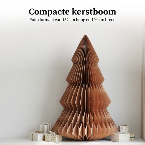 Mica Decorations Papier-Weihnachtsbaum – Zusammenklappbarer künstlicher Weihnachtsbaum – H 152 x Ø 104 cm – Weihnachtsdekoration – FSC Mix – Braun
