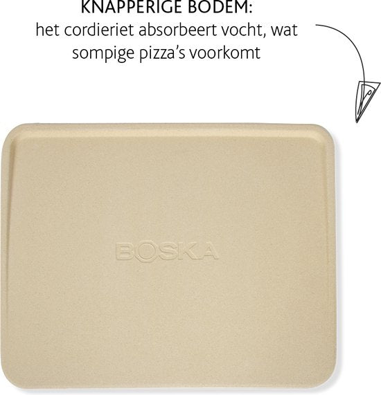 Boska Pizzastein Deluxe Rechteck - Für den Backofen - Knusprige Pizza - 40x32 cm - BBQ Zubehör