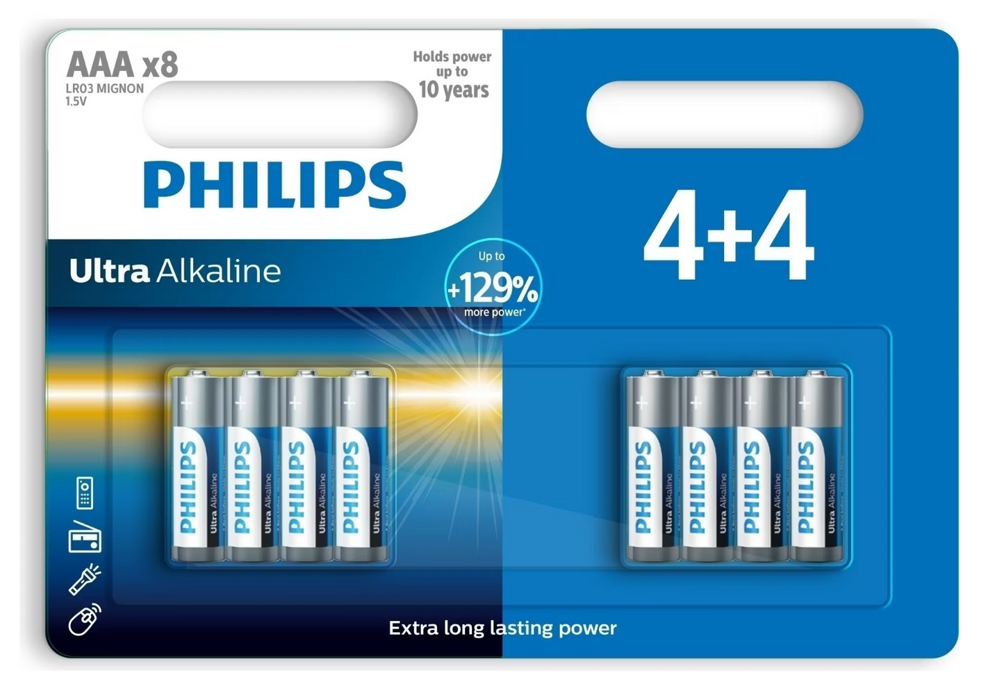 Philips Ultra-Alkaline-Batterien-Set – 72 Stück – 40x AA LR6 + 32x AAA LR03 – 1,5 V Alkaline