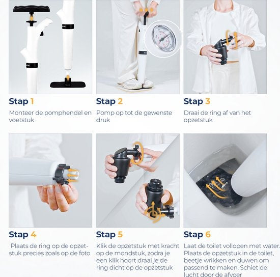 Rostem Abfluss-Entblocker – Toiletten-Entblocker – Hochdruck-Entblocker – Waschbecken-Entblocker – Weiß