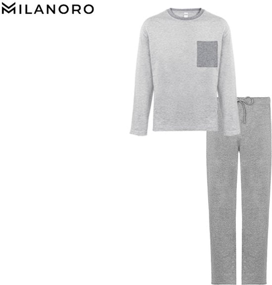 Milanoro - Schlafanzug aus Baumwolle für Männer - Blau - XXL