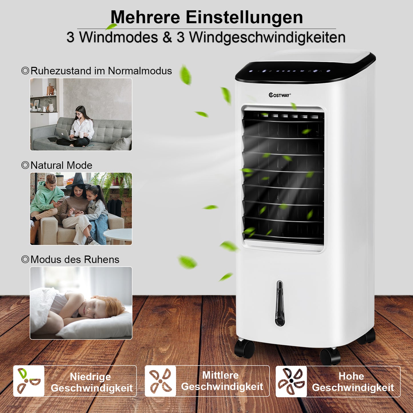 Coast Air Cooler - Luftbefeuchter - 4-in-1 - mit Kühlelementen und Fernbedienung - 65W - Weiß