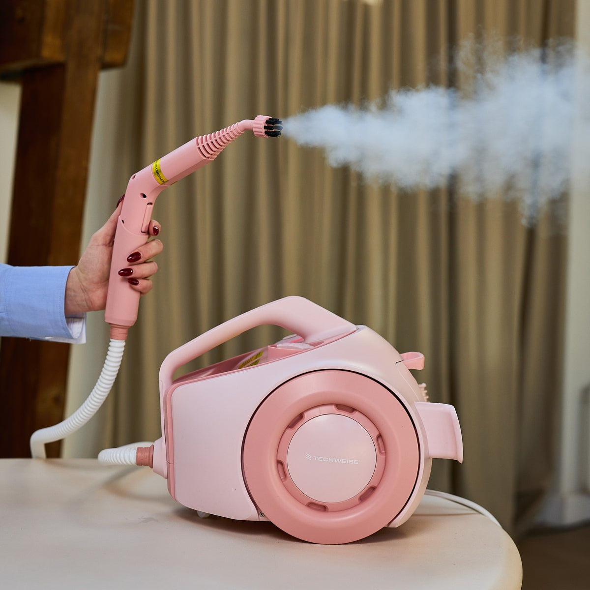 TS2 Dampfreiniger Pink Limited Edition - 1800W Dampfreiniger mit 26 Zubehörteilen - 40 x 30,5 x 29 cm