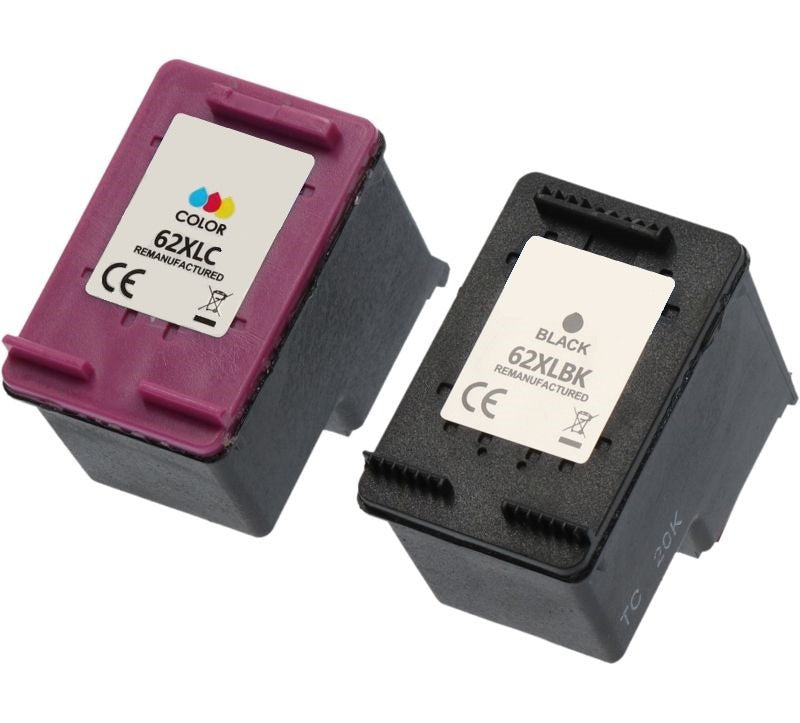 HP 62XL Multipack 2x Tintenpatronen Schwarz & Farbe - Hohe Kapazität - Kompatibel - 11,3 x 11,5 x 3,6 cm