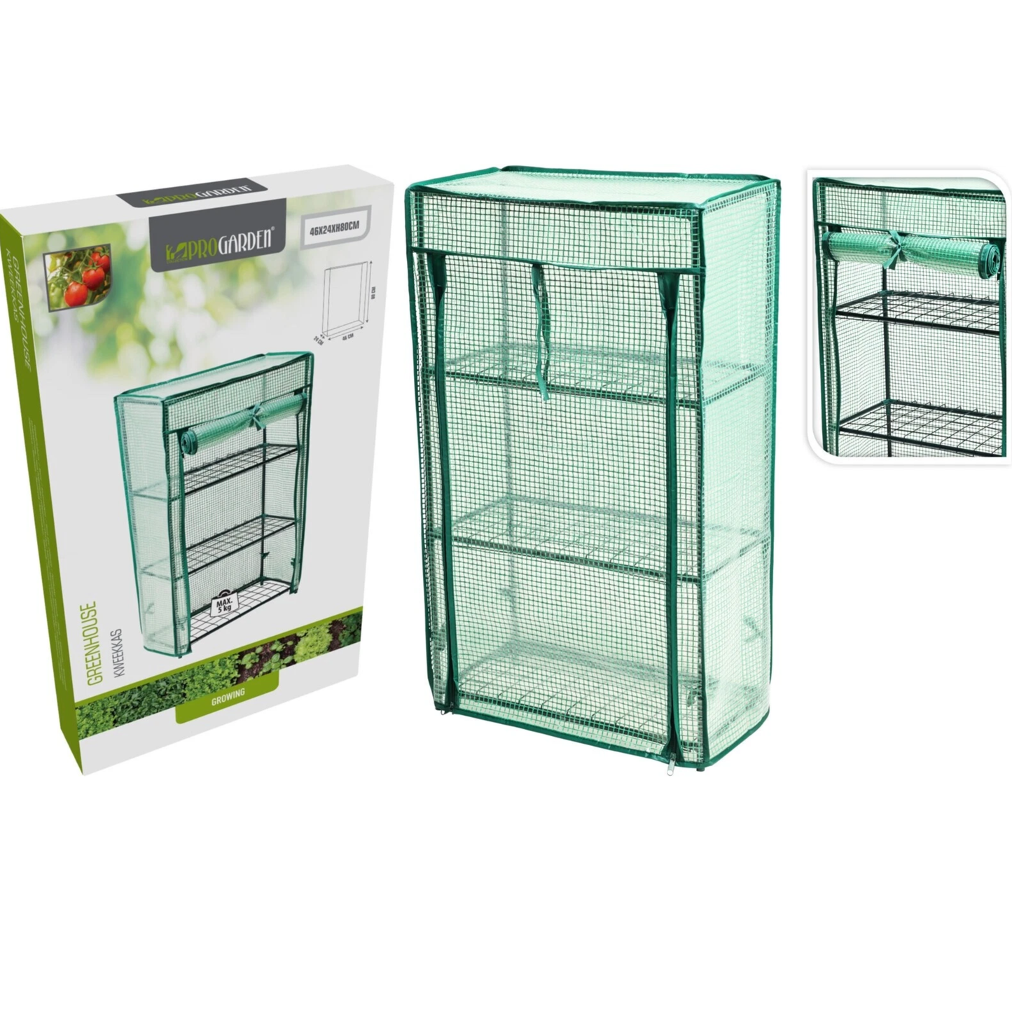 Koopman Kweekkas Mini Gewächshaus – 46 × 24 × 80 cm – Metallrahmen – Für Balkon & Garten – Grün