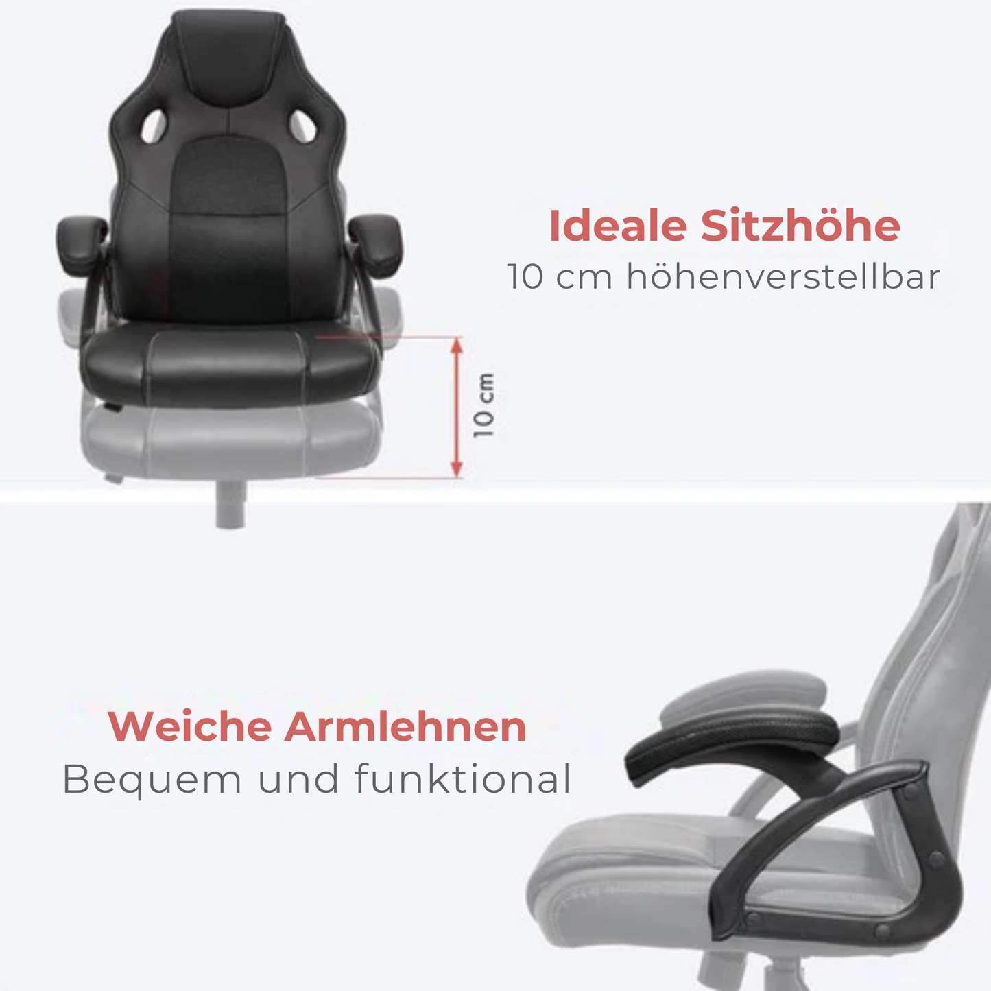 LifeGoods Gaming Stuhl - Einstellbar - Kunstleder - Schwarz