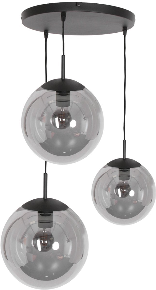Steinhauer - Pendelleuchte - Bollique LED - schwarz - Glas Metall - Ø 40cm - E27 - 3123ZW