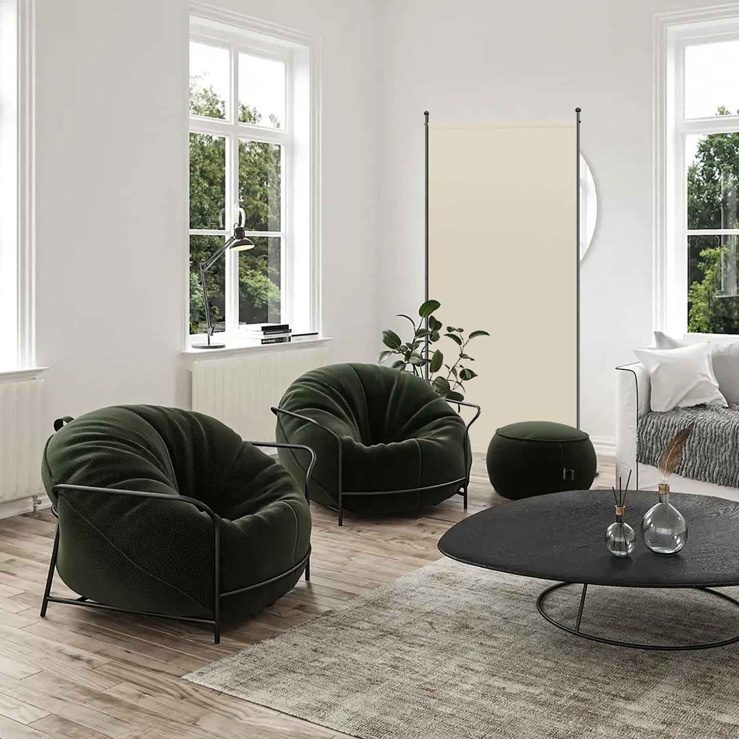 Angel Living Paravent - 1-teilig - 80x180 cm - faltbar - Stahl & 160 g/m² Polyester - Raumteiler & Sichtschutz - Beige