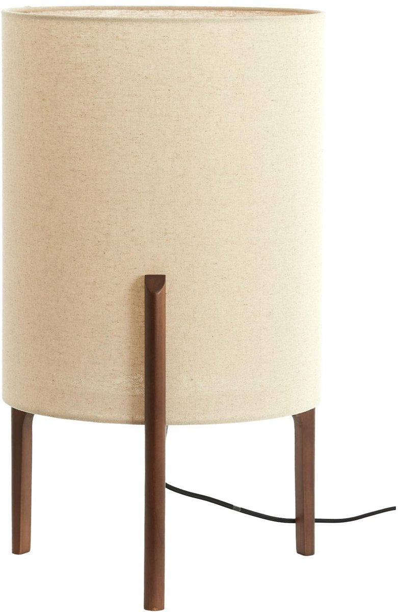 Light & Living Tischleuchte Litto - Holz dunkelbraun - Lampenschirm aus cremefarbenem Stoff Ø35cm