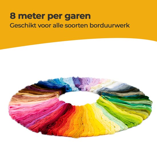 Saaf Stickgarn - 100 Farben - Inkl. Zubehör - Stickset Erwachsene - Sticken - Hobby