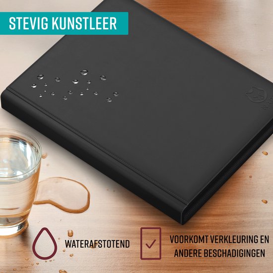 NAPI Toploader Pro Binder für 288 Karten - Premium Sammelmappe Toploader mit Reißverschluss - Sammelkartenmappe - 9 Fächer - Kunstleder - Schwarz