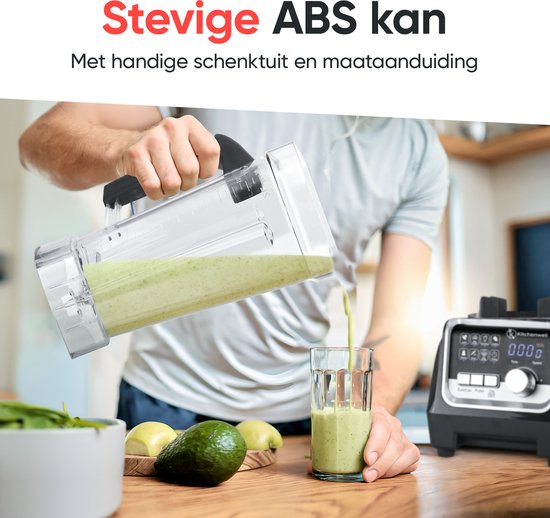 Kitchenwell Power Blender - 2000W - 2L - 9 Funktionen - Smoothie Maker - Edelstahl - Schwarz