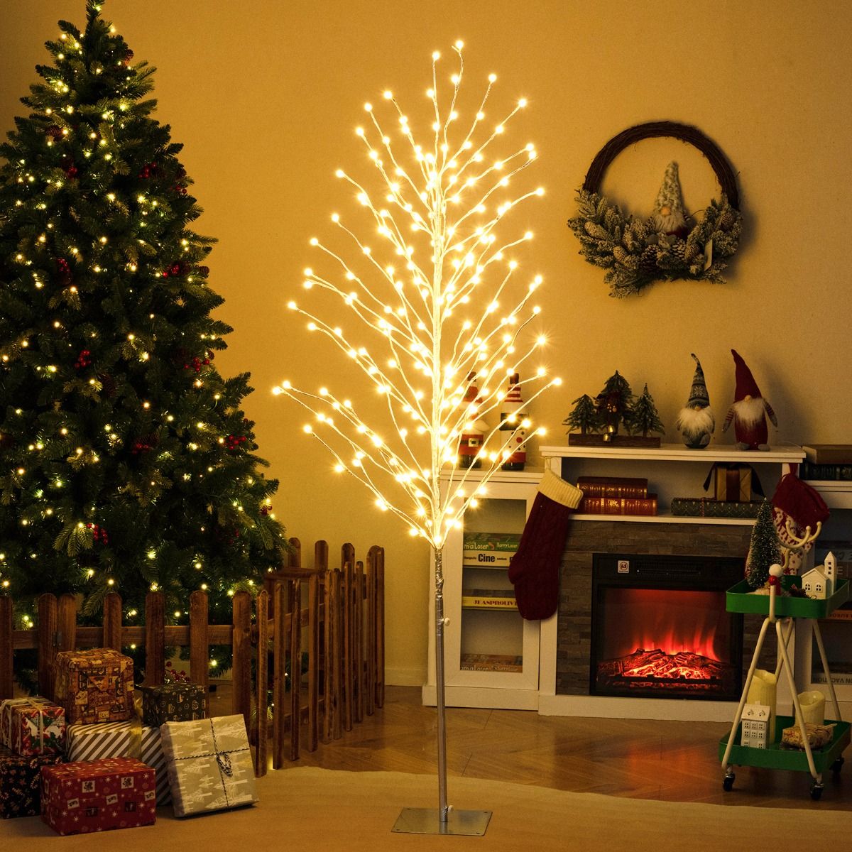 Coast LED-Lichtbaum Birkenbaum - 155 cm - Warmweiß - Metallständer - Für Innen & Außen - Silber