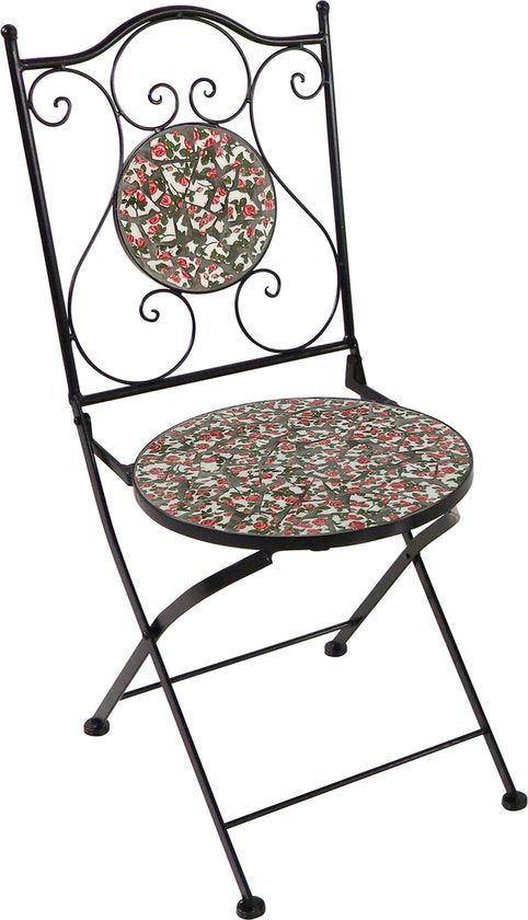 AXI Amélie Bistro-Set „Mozaïek Bloemen“ in Rosa – Metallgestell mit Keramikfliesen – Balkonset mit 2 Stühlen und einem Tisch