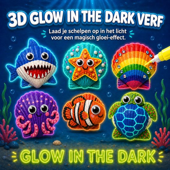 Vaive Muscheln bemalen, 75-teilig – Glow-in-the-Dark-Happy-Stones-Bastelset – Basteln – Bastelset für Mädchen und Jungen – Bastelsets