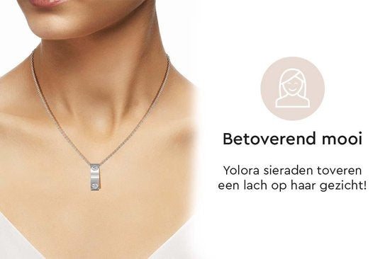 Yolora Damen Halskette mit Anhänger und Kalpa Camaka Kristallen - Farbe Silber - 18K Weißgold plattiert - Geschenkbox - Muttertagsgeschenk