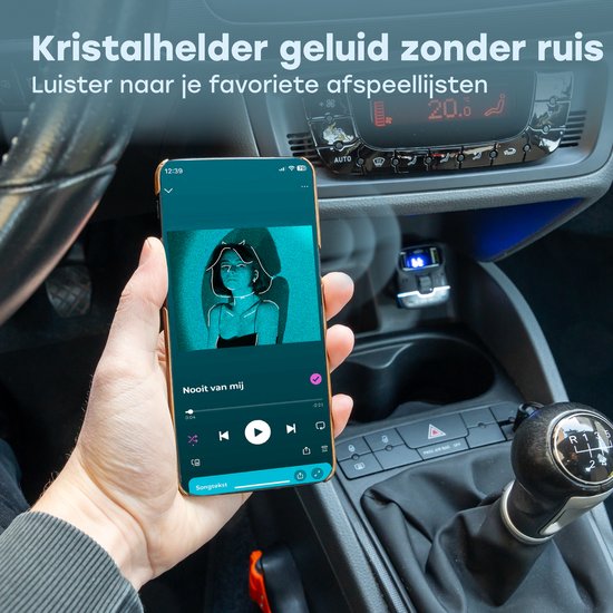 Audyn Bluetooth FM Transmitter - USB-A & USB-C - Bluetooth-Empfänger - Schnellladegerät - Autoladegerät - Carkit - Autozubehör - RGB