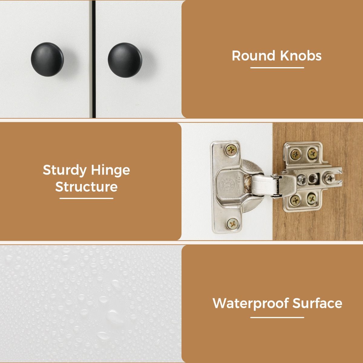 Coast Bücherregal mit Doppeltürschrank - Weiß & Natur - 3 Etagen hoher Regalboden - Freistehende Aufbewahrungsmöbel - 60 x 30 x 133 cm