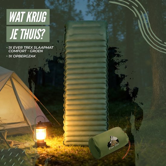 Ever Trex Schlafmatte Comfort - 193x70x10cm - Eingebaute Pumpe - 1 Person - Campingmatratze - Selbstaufblasend - Grün