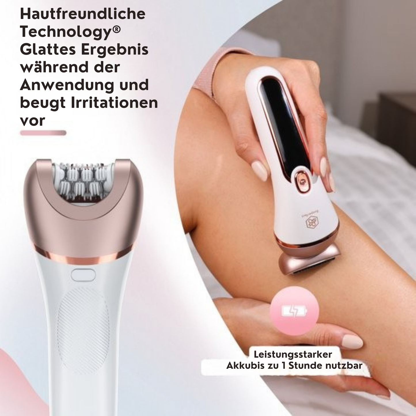 Beeperfect 7 in 1 Epilierer für Frauen - Bikini-Trimmer - Wiederaufladbar - Wasserdicht - 7 Aufsätze - Weiß/Rosa