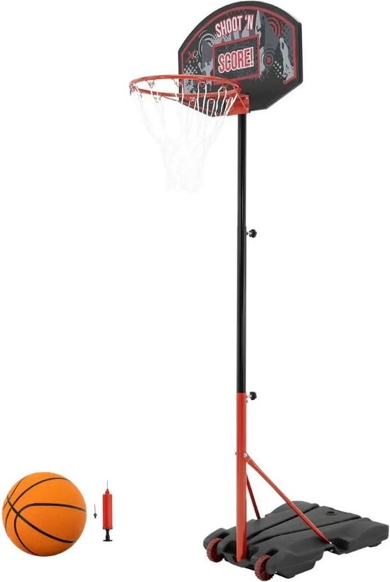 XQ Max Basketball Set - Basketballständer - Verstellbar von 1,38 m bis 2,5 m - Schwarz/Orange