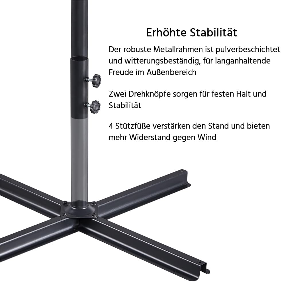 Yaheetech Schwebeschirm 300 cm – achteckig – Polyester – mit Pendel und Kreuzfuß