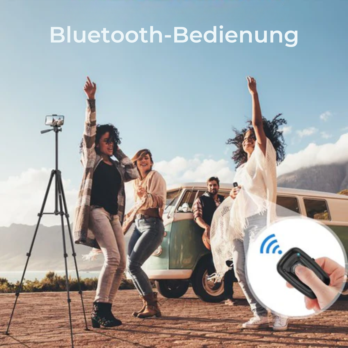 Studio ME Stativ Smartphone - 128 cm - Inkl. Bluetooth-Fernbedienung - Schwarz