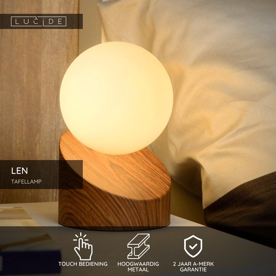Lucide LEN – Tischlampe – Ø 10 cm – 1xG9 – Dunkler Holzlook – Japandi