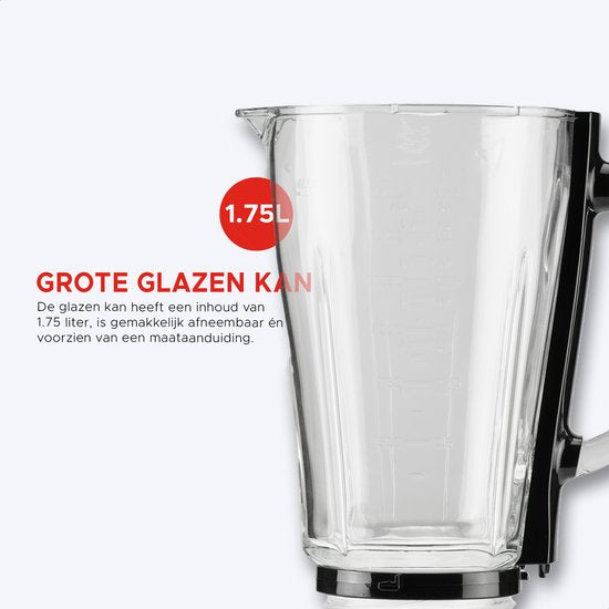 Bourgini PowerBlender - 1.75L - Blender zum Mitnehmen mit 700ml Becher - Blender Smoothie und Eiscrusher - 1000 Watt - Schwarz