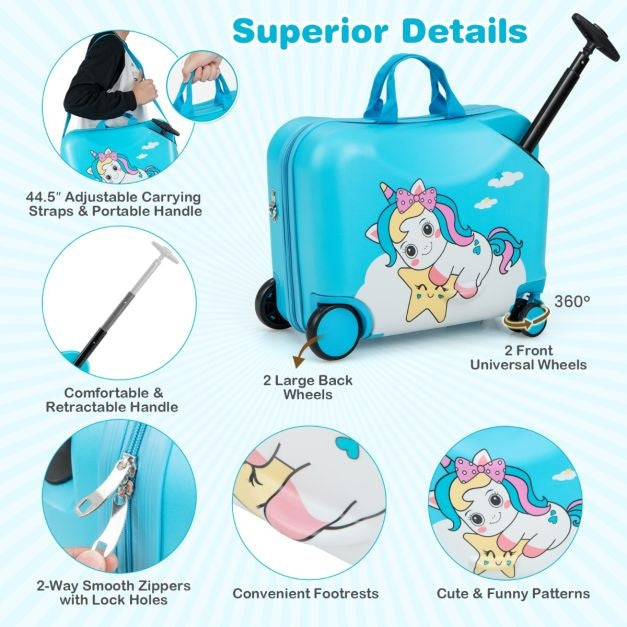 Coast 2er-Set Gepäck für Kinder - Kinderkoffer-Set Rollkoffer + Rucksack - Rollkoffer maximal 50KG - Rucksack maximal 8KG - Blau