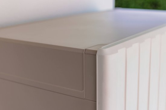 Keter Aufbewahrungsschrank - Groove - Niedrig - Recycelter Kunststoff/Holz - Beige/Sandfarben
