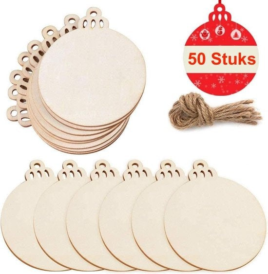 Giftmas Holz-Weihnachtskugeln - Weihnachtsdekoration für drinnen - Holz-Weihnachtskugel - Weihnachten - â€šÃ¥Ã„6,5cm - 50 Stück