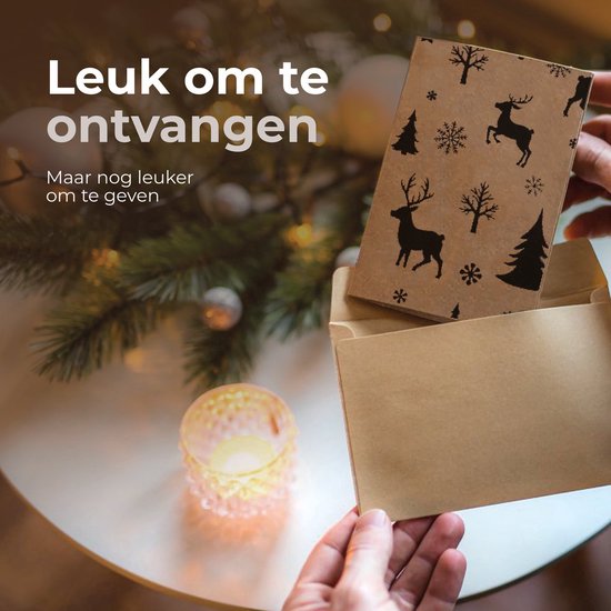 Giftmas Christmas Collection - Grußkarten & Weihnachtskarten Set - 36 Grußkarten mit 12 Motiven - Inklusive Umschläge und Aufkleber - Kraftpapier Karten Set für die Feiertage - 20x15cm