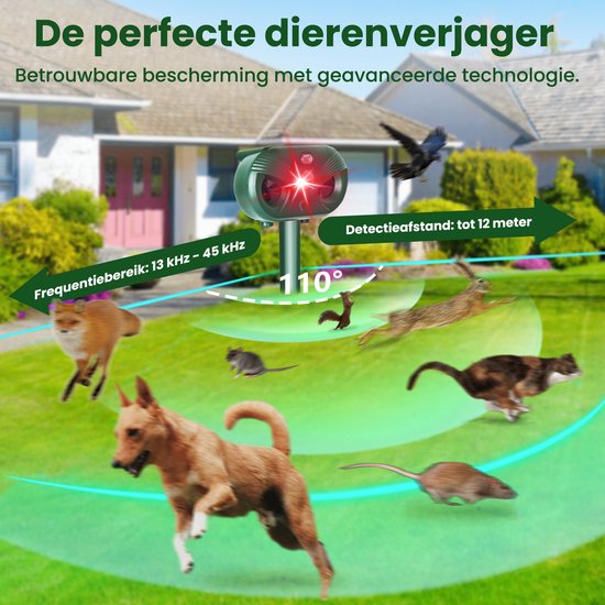 Katzenabwehr - 4 Stück - Ultraschall-Mausabwehr - Solarbetrieben - Gegen Ungeziefer - Grün - von Faas