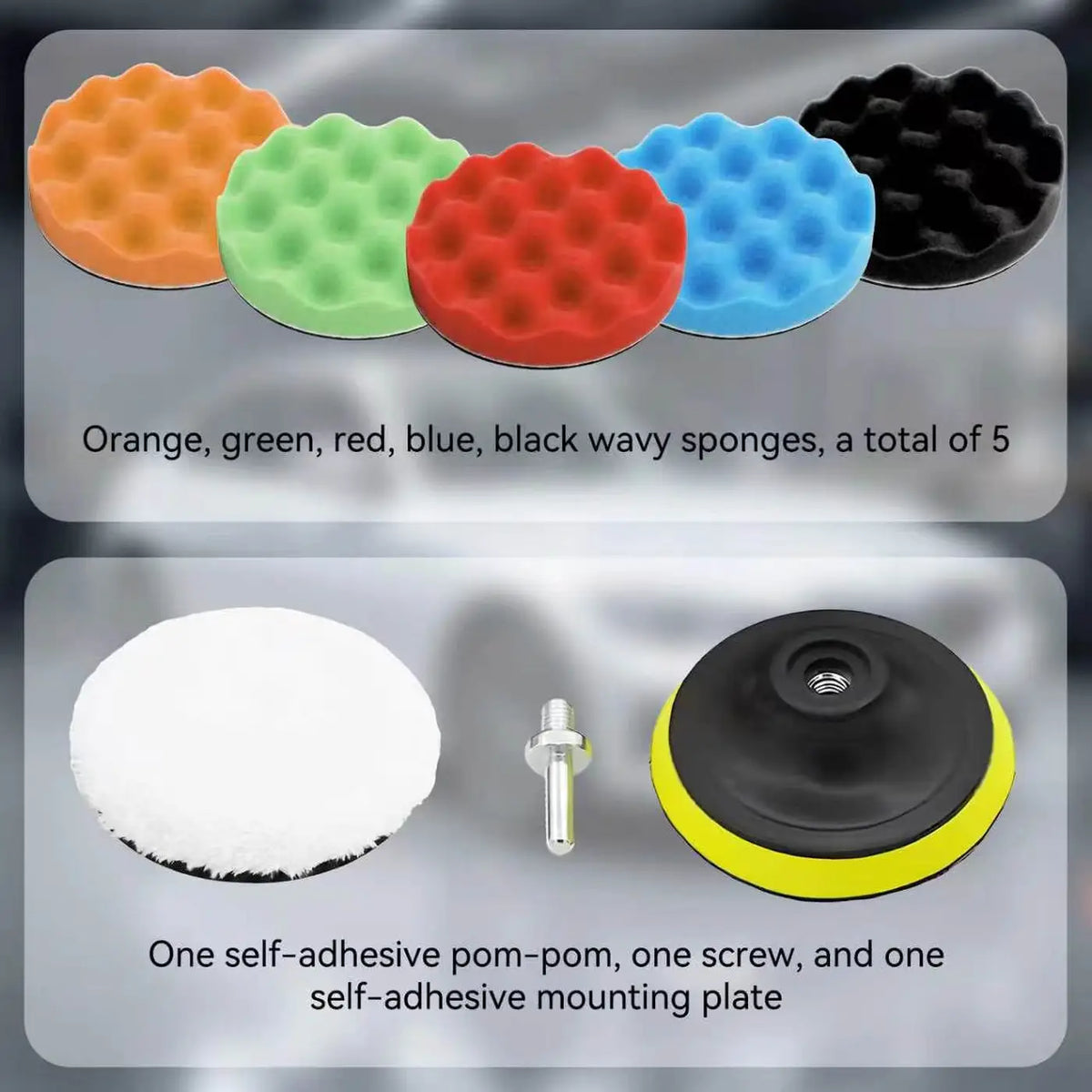 Kowm Coooze Polierpads-Set – 8-teilig – mit M10-Bohradapter – für Autos und verschiedene Oberflächen
