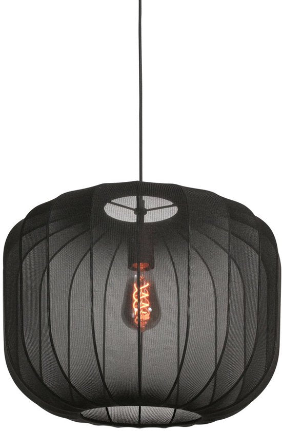 Anne Lighting – Hängeleuchte – Sable – schwarz – Leinen und Metall – Ø 45 cm – E27 – 4191ZW