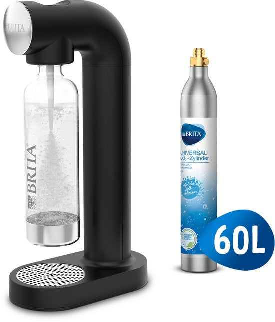 Brita SodaONE Sprudelwasserbereiter Schwarz – mit 1 CO₂-Flasche und 1 Soda-Flasche