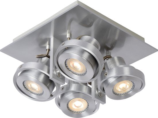 Lucide LANDA Deckenstrahler – LED, dimmbar in warme Farbtöne – GU10 – 4×5 W, 3000 K/2200 K – Mattchrom