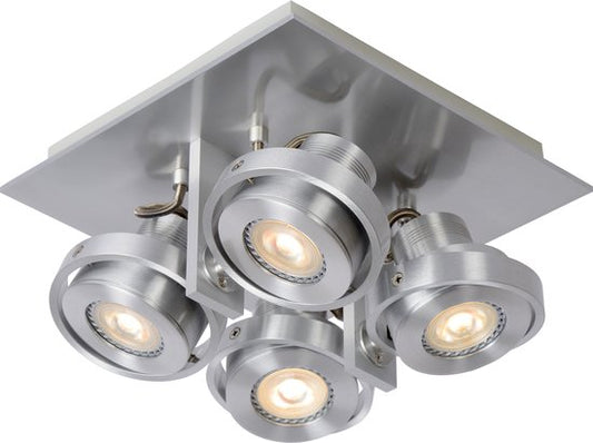 Lucide LANDA Deckenstrahler – LED, dimmbar in warme Farbtöne – GU10 – 4×5 W, 3000 K/2200 K – Mattchrom