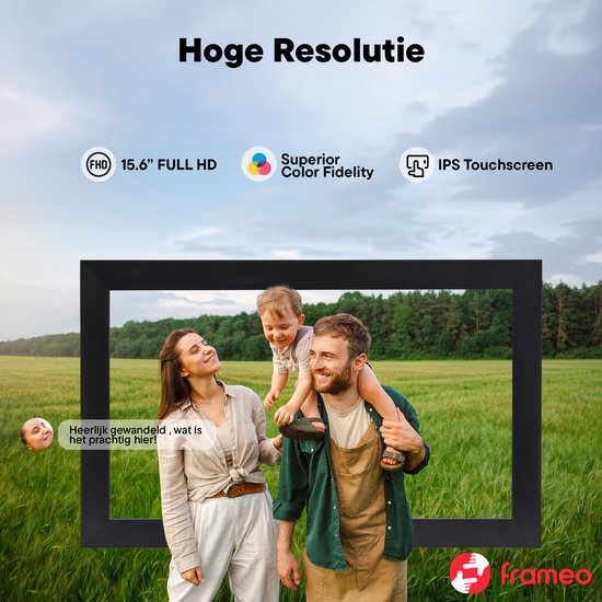 Denver Digitaler Bilderrahmen 15,6 Zoll – XL – Full HD – Frameo-App – Fotorahmen – Digitaler Kalender – WLAN – 16 GB – IPS-Touchscreen – PFF1501B
