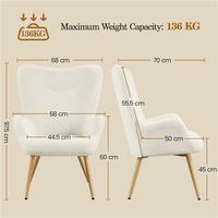 Yaheetech Loungesessel aus Cord mit hoher Rückenlehne 68 × 70 × 97,5 cm Beige