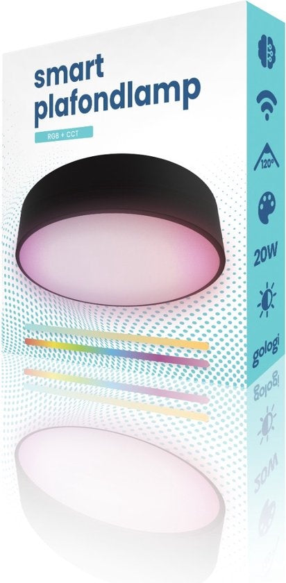 Gologi Smart Ceiling Lamp Black - Deckenleuchten - LED RGB - Industrial - Deckenleuchte - Schlafzimmer & Wohnzimmer - Deckenleuchte schwarz - 30cm