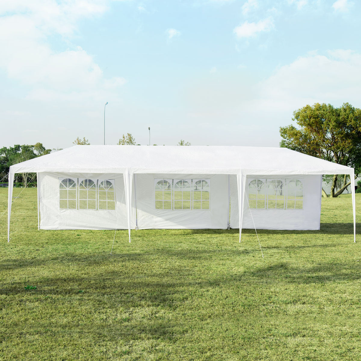 Coast 3 x 9 M Pavillon Zelt Garten Pavillon Gartenzelt mit 5 abnehmbaren Seitenwänden weiß