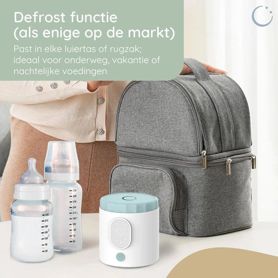 Numsy Tragbarer Flaschenwärmer für unterwegs - kabellos - inkl. 6 Adapter - 4 Temperaturstufen