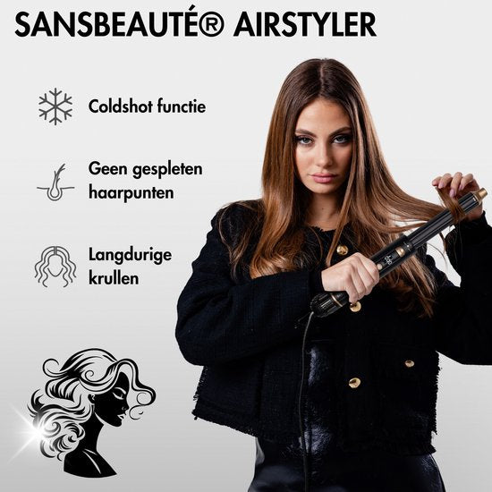 Sansbeauté® 8-in-1-Lockenbürste - Mit Diffusor und Aufbewahrungsbox - Multistyler - Fönbürste für kurzes Haar - Haarstyler - Haartrockner - Wärmebürste - Stylingbürste - Drehkabel