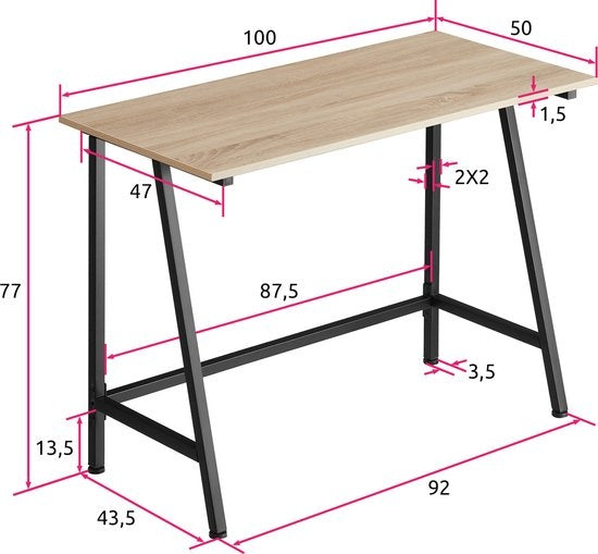 tectake - Schreibtisch Newton Industrie hellbraun - 100 x 50 x 77 cm - 404422