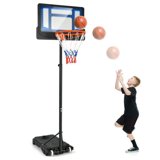 Verstellbarer Basketballständer - 154-210 cm hoch - mit stabilem Standfuß und Rädern - für Kinder und Erwachsene geeignet - Blau