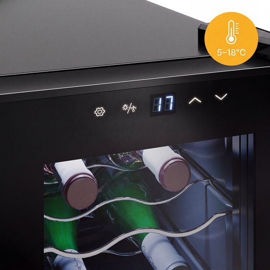 Tristar WR-7506 – Weinkühlschrank für 6 Flaschen – Weinklimaschrank – 5 ⁰C bis 18 ⁰C – Schwarz
