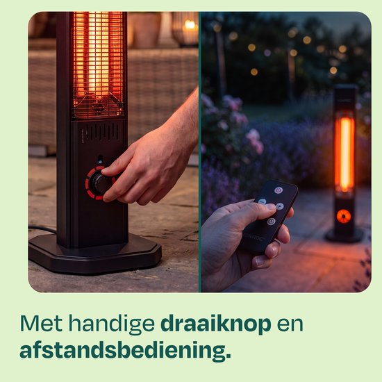 VONROC Stand-Terrassenheizung Lipari 2000 W – Terrassenheizung – Carbon-Infrarot-Heizelement – inkl. Fernbedienung